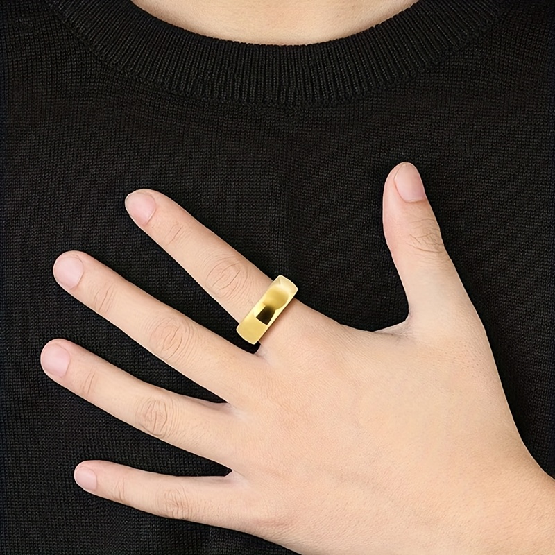 Men's Customized Engraved Golden Plated Ring, Fashion Gift